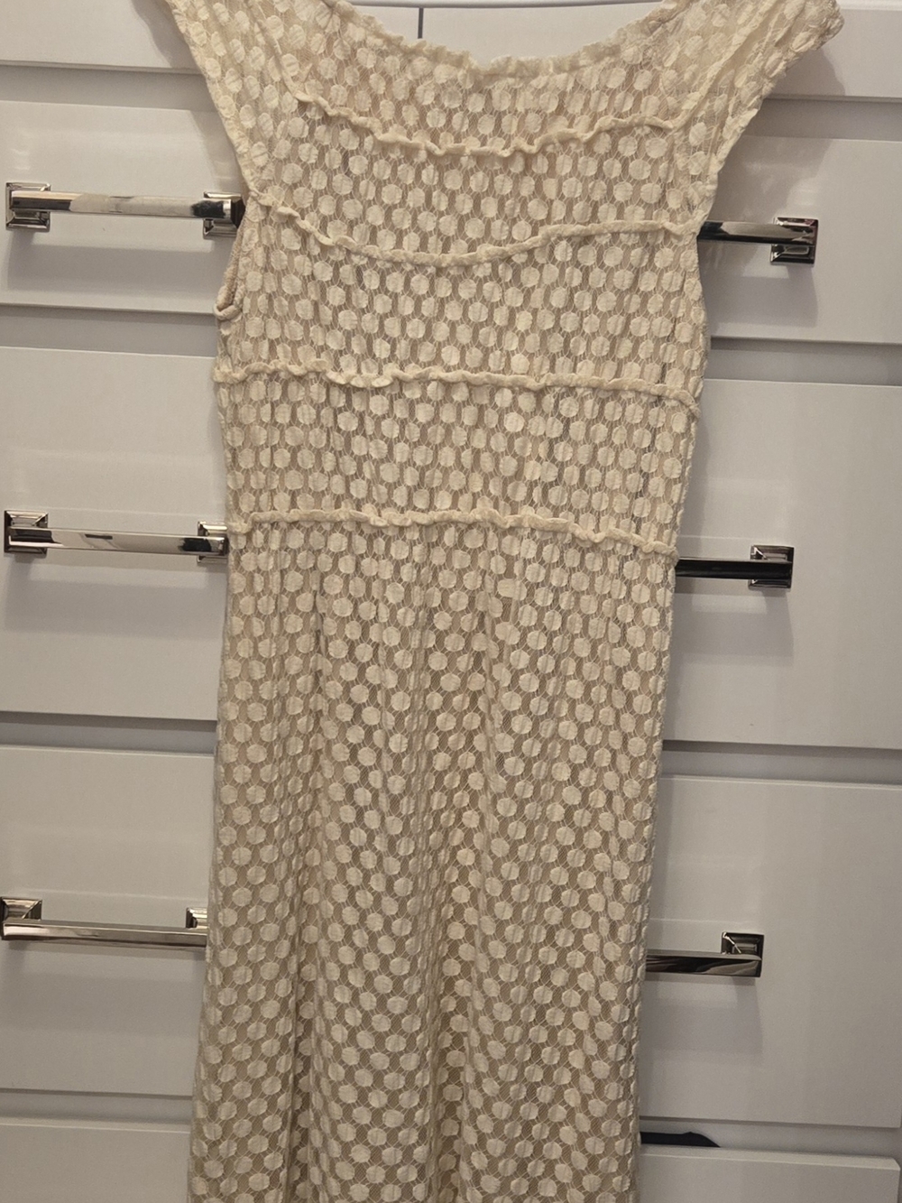 Umgee Cream Textured Dot Above The Knee Dress
